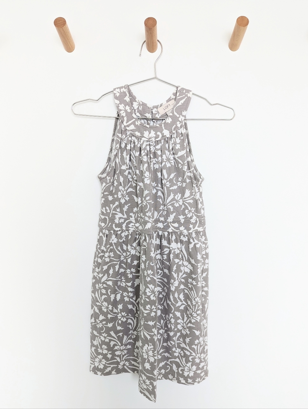 LOFT Floral Halter Dress – Grey & White, Women's XS Petite